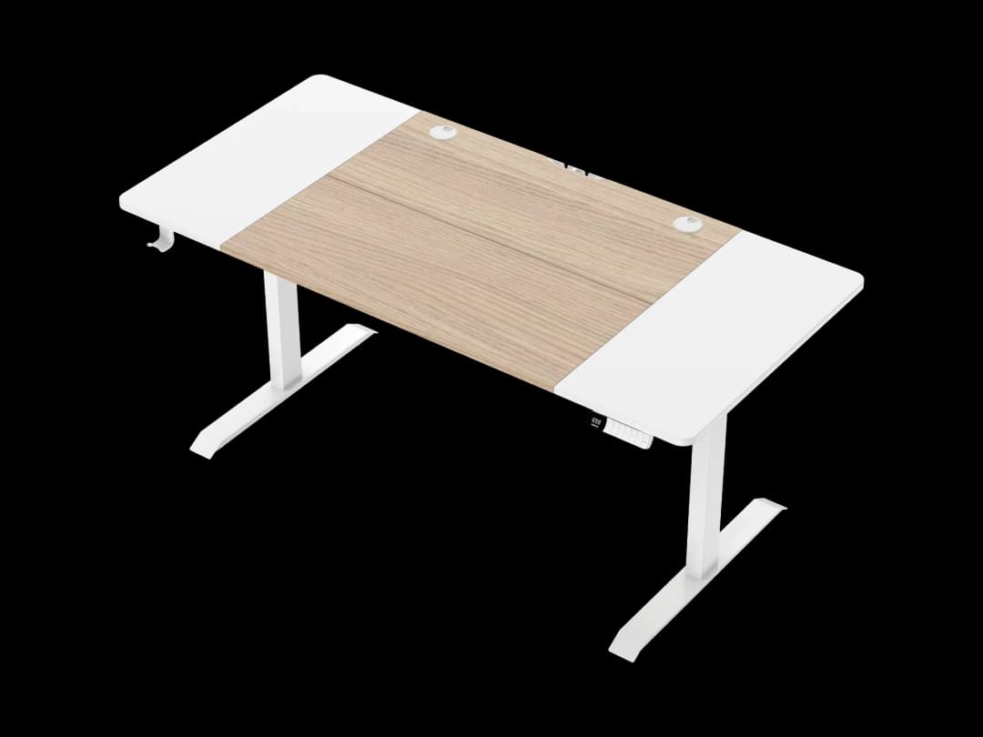 Электрический компьютерный стол GEEKRIG G140D-05OAK-WH, 140×60 см, столешница дуб, каркас белый